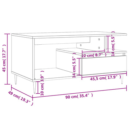 Soffbord svart 90x49x45 cm konstruerat trä