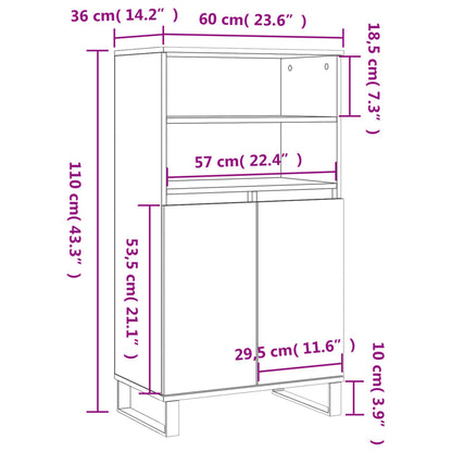 Förvaringsskåp rökfärgad ek 60x36x110 cm konstruerat trä