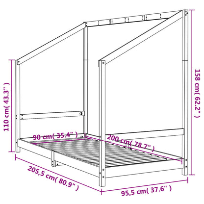 Sängram för barnsäng 90x200 cm massiv furu