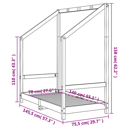 Sängram för barnsäng vit 70x140 cm massiv furu