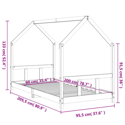 Sängram för barnsäng 90x200 cm massiv furu