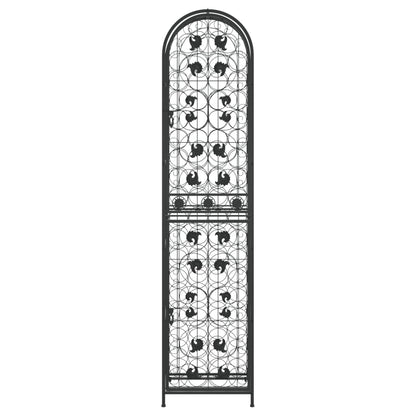 Vinställ för 73 flaskor svart 45x36x200 cm smidesjärn