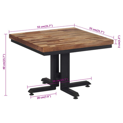 Soffbord 55x55x40 cm massiv återvunnen teak