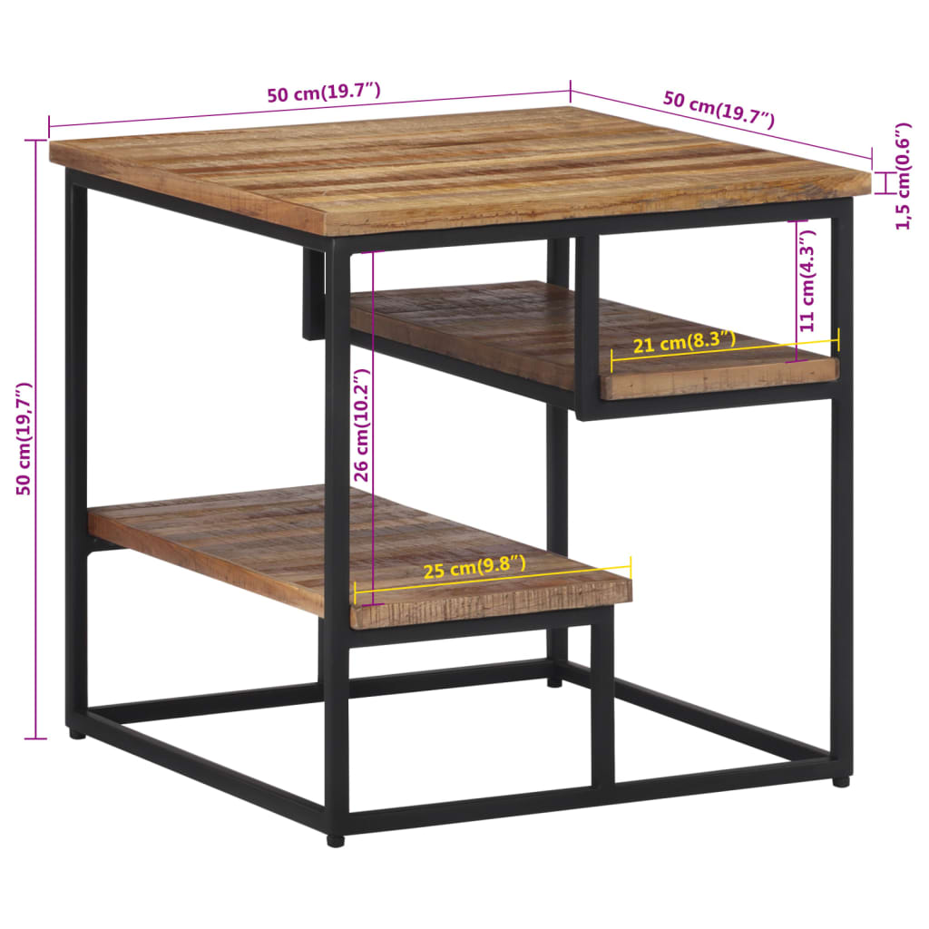 Sidobord 50x50x50 cm massiv återvunnen teak