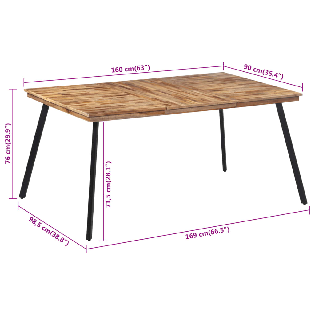 Matbord 169x98,5x76 cm massiv teak