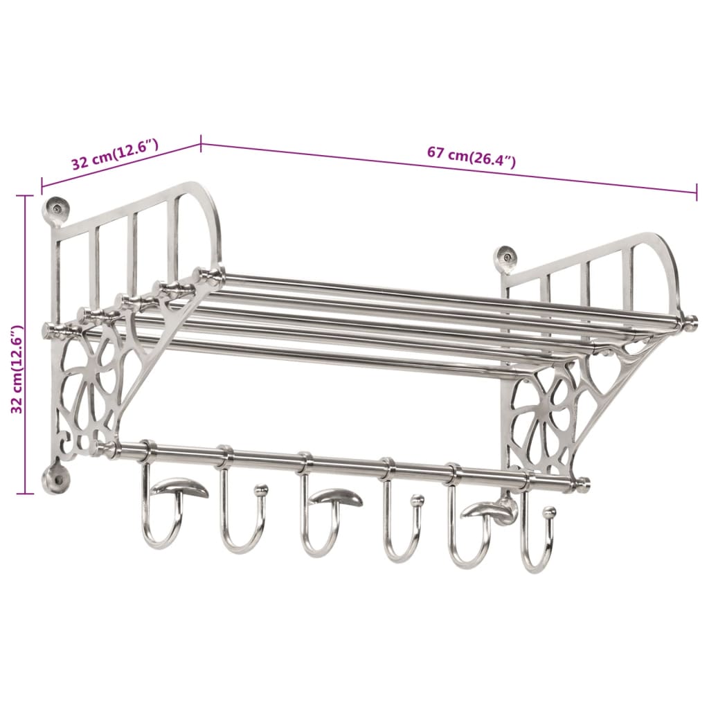 Bagagehylla med klädhängare väggmonterad aluminium