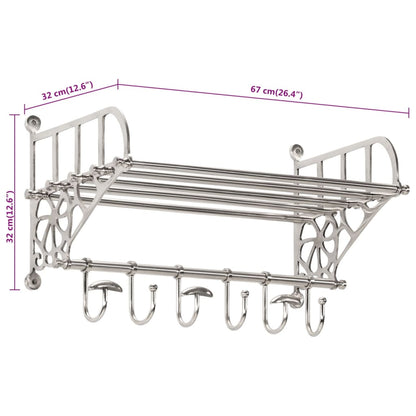 Bagagehylla med klädhängare väggmonterad aluminium