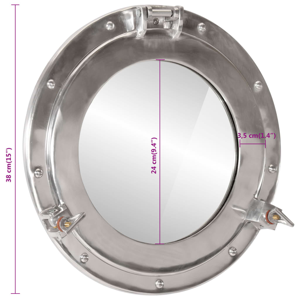 Väggspegel Ø38 aluminium och glas