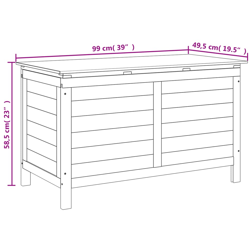 Dynbox vit 99x49,5x58,5 cm massivt granträ