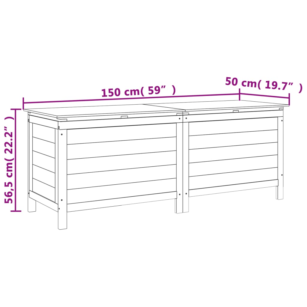 Dynbox 150x50x56,5 cm massivt granträ