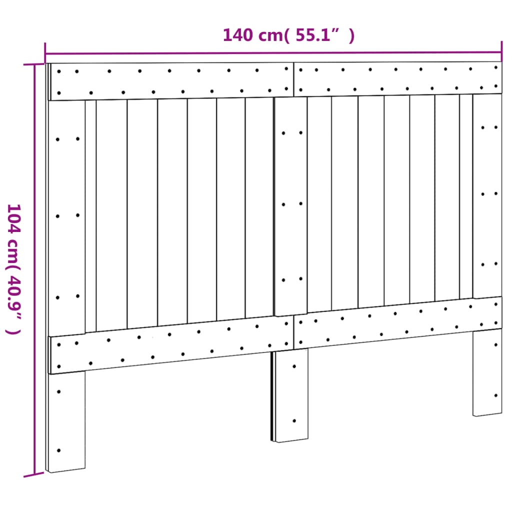 Huvudgavel 140x104 cm massiv furu