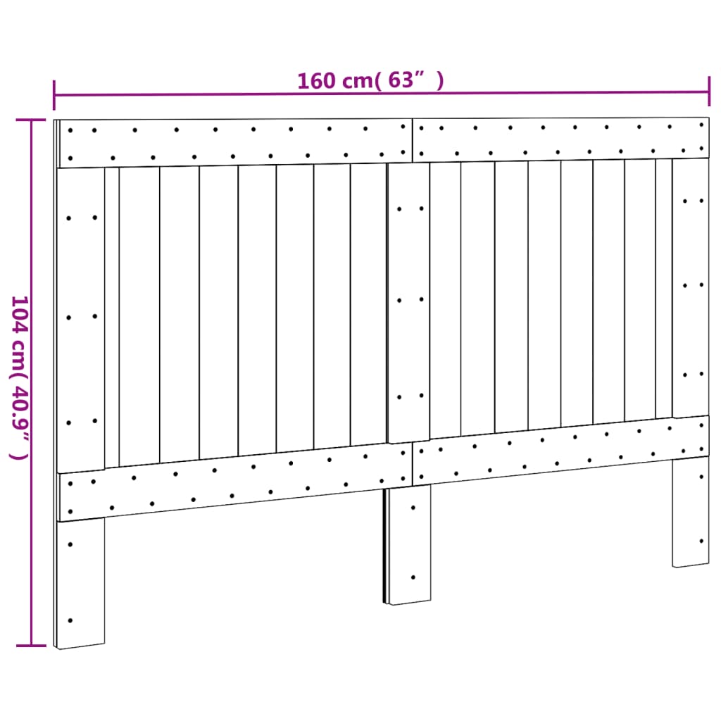 Huvudgavel 160x104 cm massiv furu