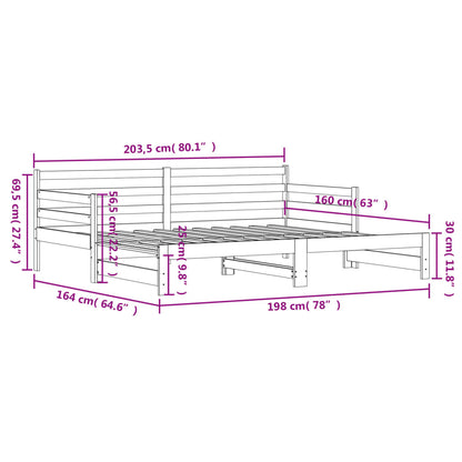 Dagbädd med extrasäng 80x200 cm massiv furu