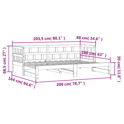 Dagbädd med extrasäng 80x200 cm massiv furu