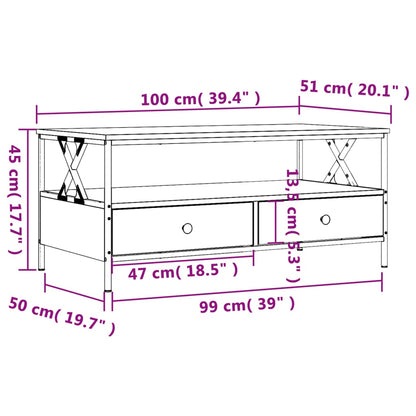 Soffbord svart 100x51x45 cm konstruerat trä