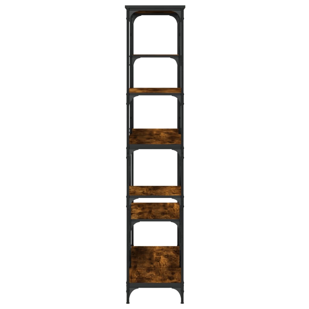 Bokhylla rökfärgad ek 99x35,5x176 cm konstruerat trä och stål