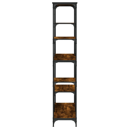 Bokhylla rökfärgad ek 99x35,5x176 cm konstruerat trä och stål
