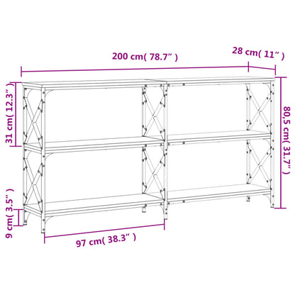 Avlastningsbord rökfärgad ek 200x28x80,5 cm konstruerat trä