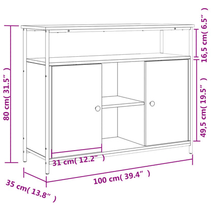 Skänk rökfärgad ek 100x35x80 cm konstruerat trä