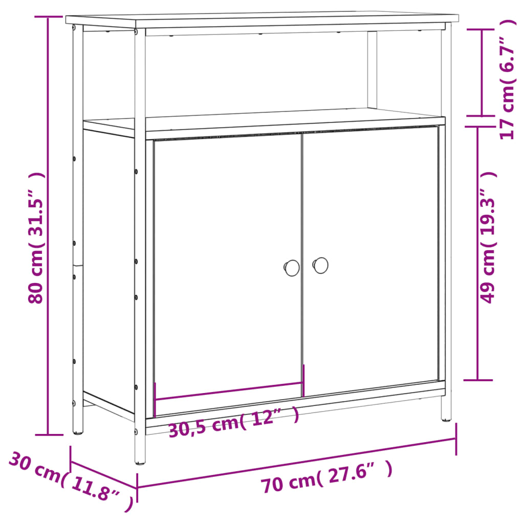 Skänk svart 70x30x80 cm konstruerat trä