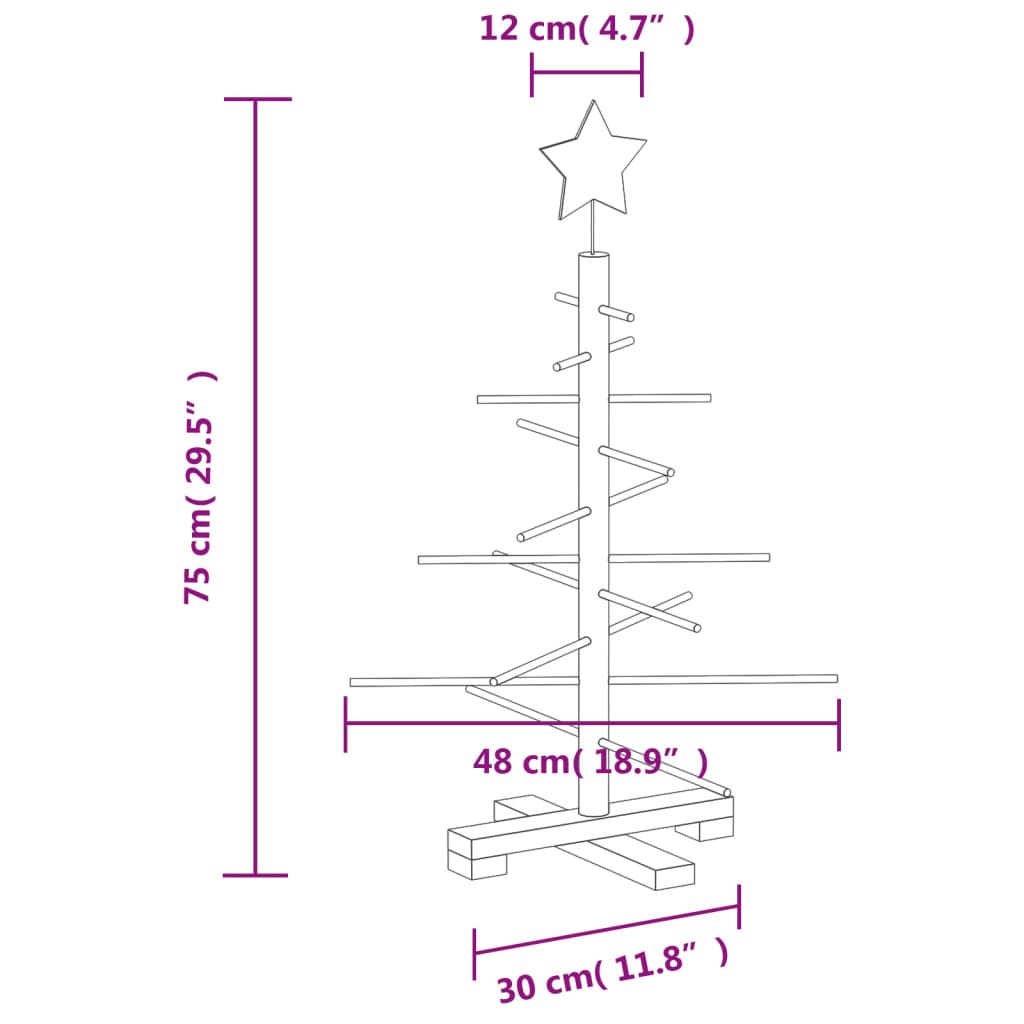 Julgran i trä 75 cm massiv furu