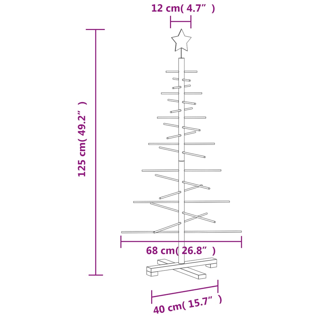 Julgran i trä 125 cm massiv furu