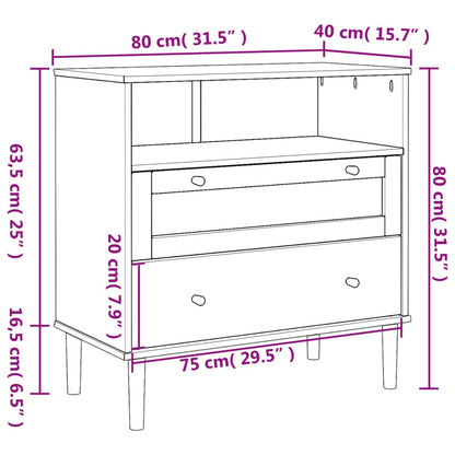 Sidobord SENJA rottinglook vit 80x40x80 cm massiv furu