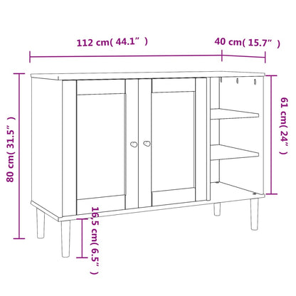 Sidobord SENJA rottinglook svart 112x40x80 cm massiv furu