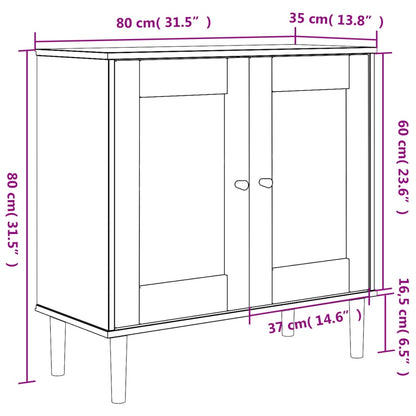 Sidobord SENJA rottinglook vit 80x35x80 cm massiv furu