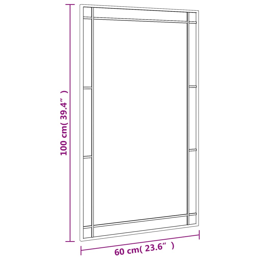 Väggspegel svart 60x100 cm rektangulär järn