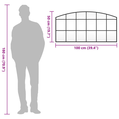 Väggspegel svart 100x50 cm bågformad järn
