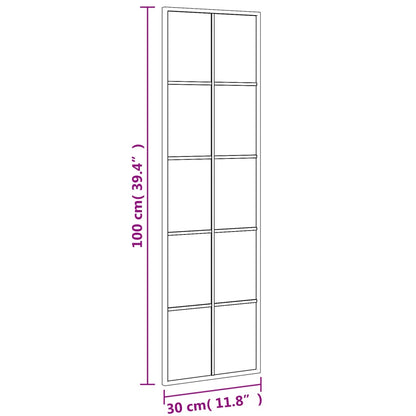 Väggspegel svart 30x100 cm rektangulär järn