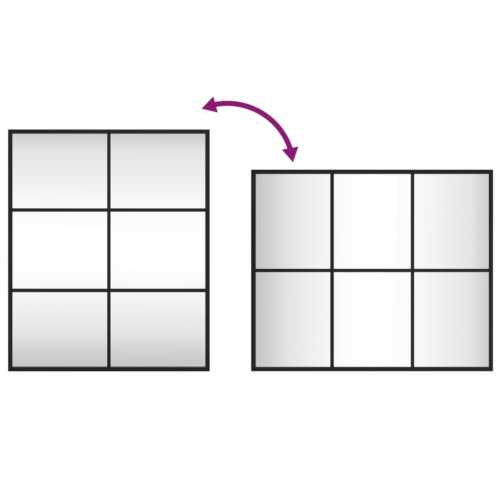 Väggspegel svart 50x60 cm rektangulär järn