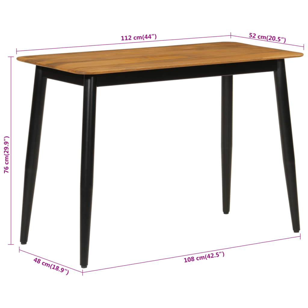 Matbord 112x52x76 cm massivt mangoträ och järn