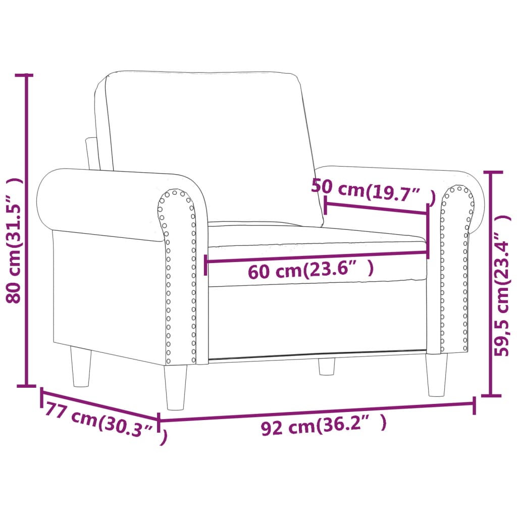 Fåtölj Rosa 60 cm sammet