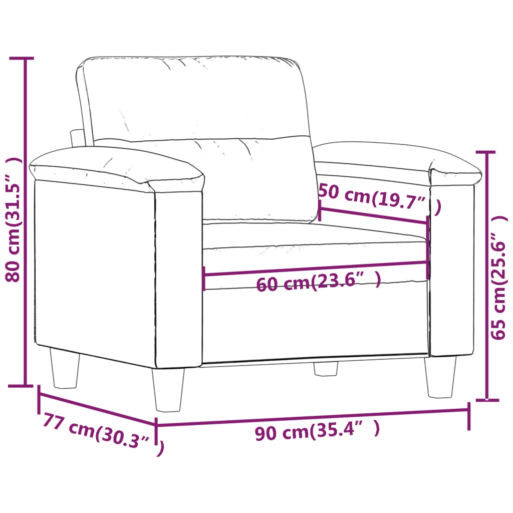 Fåtölj ljusgrå 60 cm mikrofibertyg