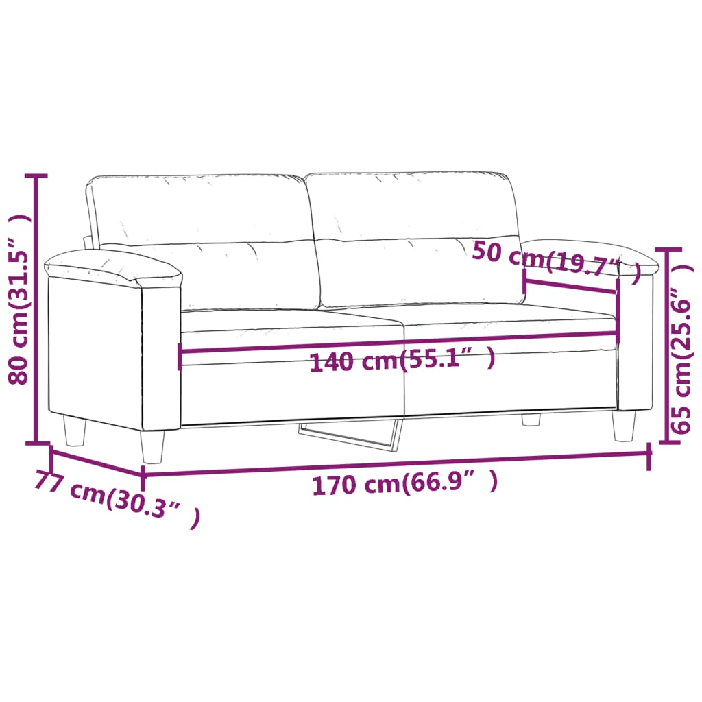 2-sitssoffa ljusgrå 140 cm mikrofibertyg