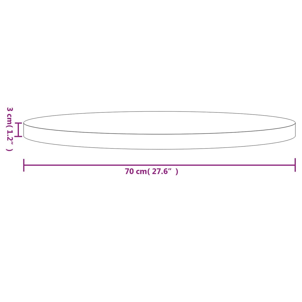 Bordsskiva rund vit Ø70x3 cm massiv furu