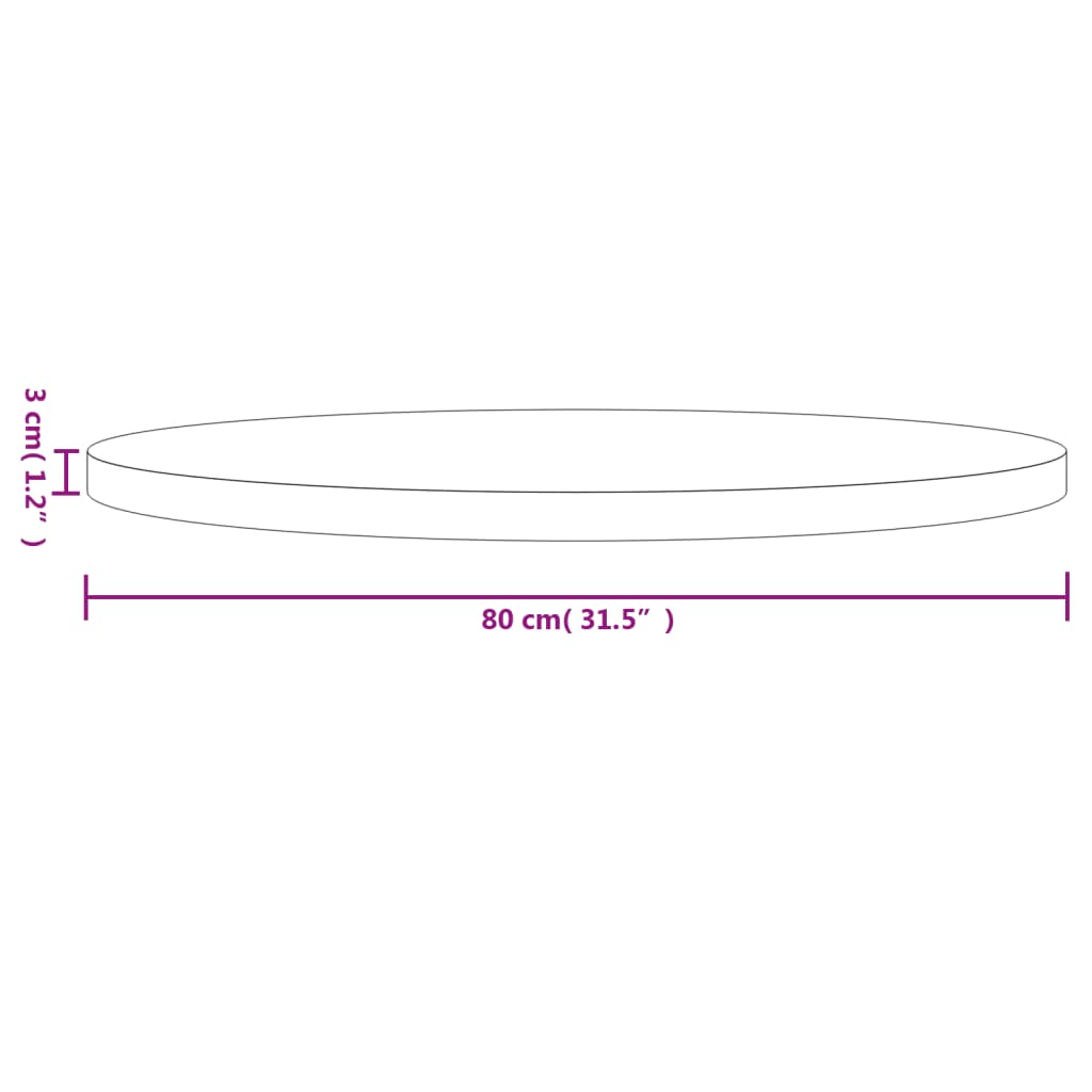 Bordsskiva rund vit Ø80x3 cm massiv furu