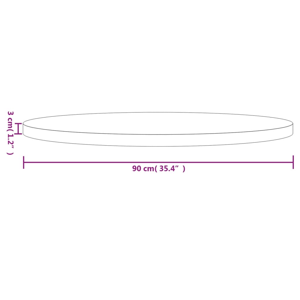 Bordsskiva rund Ø90x3 cm massiv furu