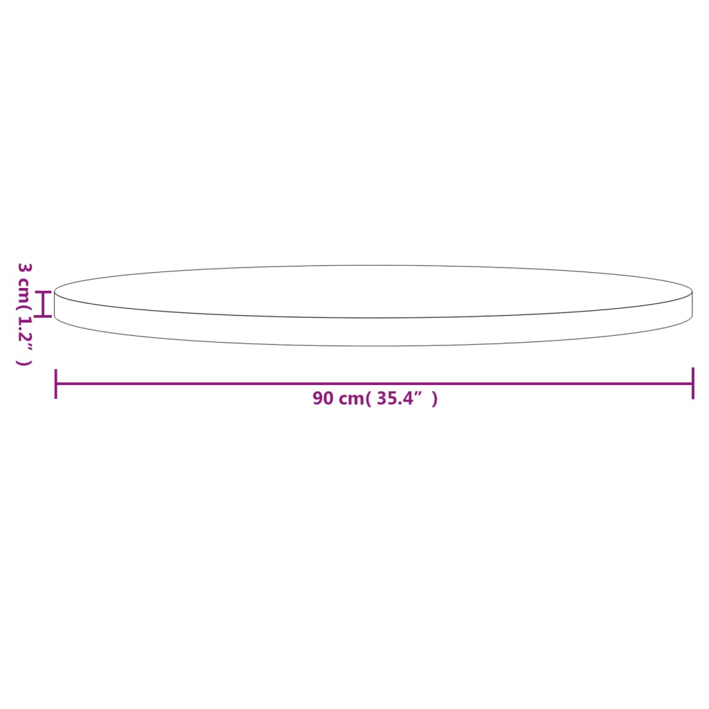 Bordsskiva rund vit Ø90x3 cm massiv furu