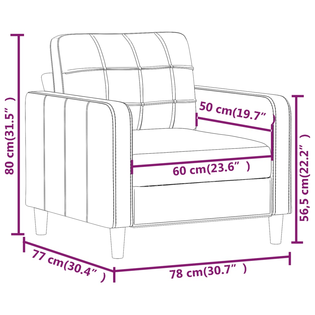 Fåtölj gräddvit 60 cm tyg