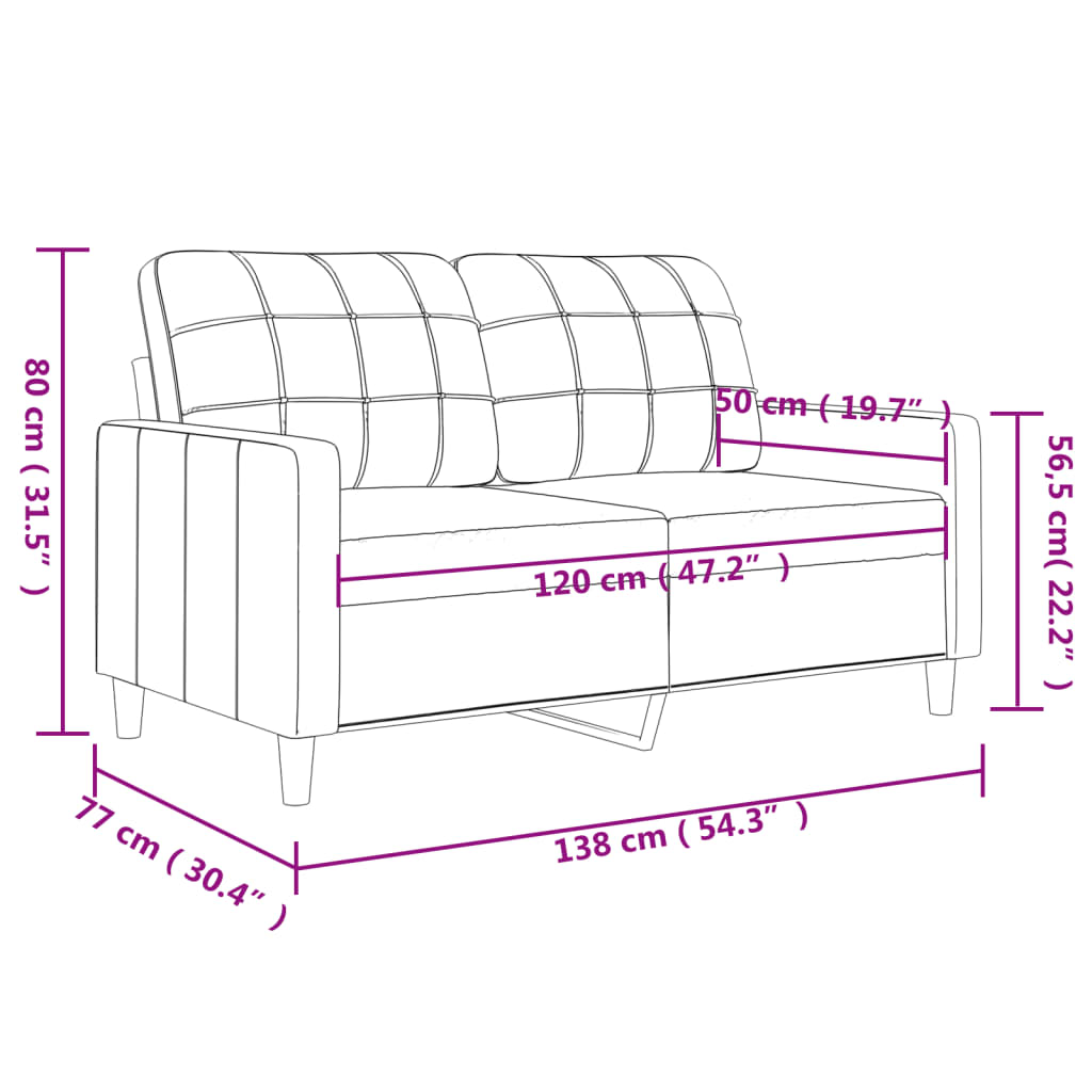 2-sitssoffa brun 120 cm tyg