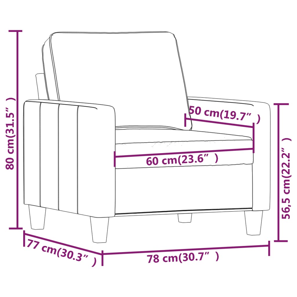 Fåtölj ljusgrå 60 cm tyg