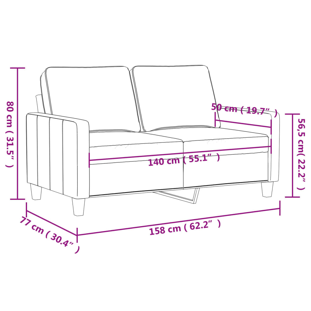 2-sitssoffa ljusggul 140 cm tyg