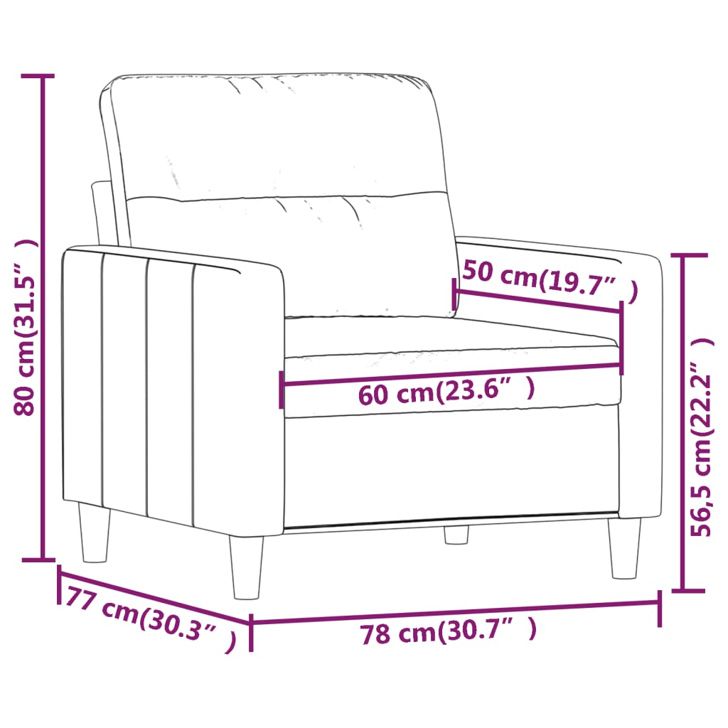 Fåtölj ljusgrå 60 cm tyg