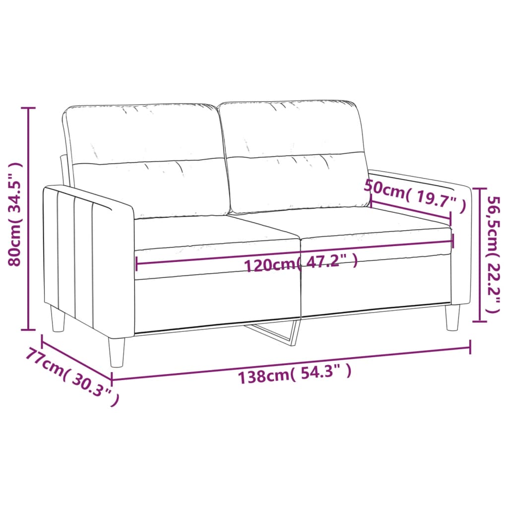 Soffa 2-sits mörkgrå 120 cm tyg