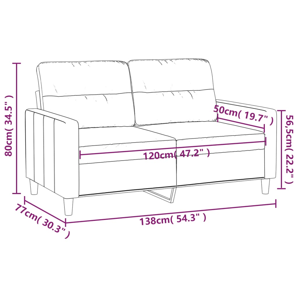 2-sitssoffa ljusggul 120 cm tyg