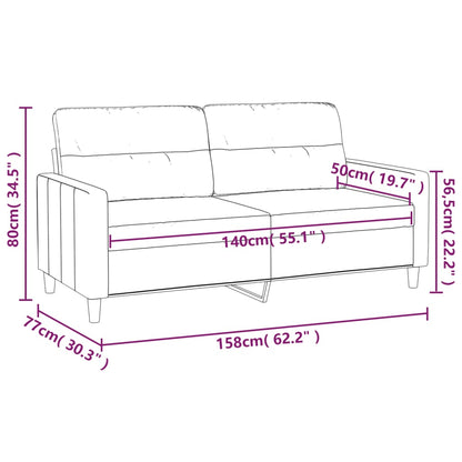 Soffa 2-sits mörkgrå 140 cm tyg