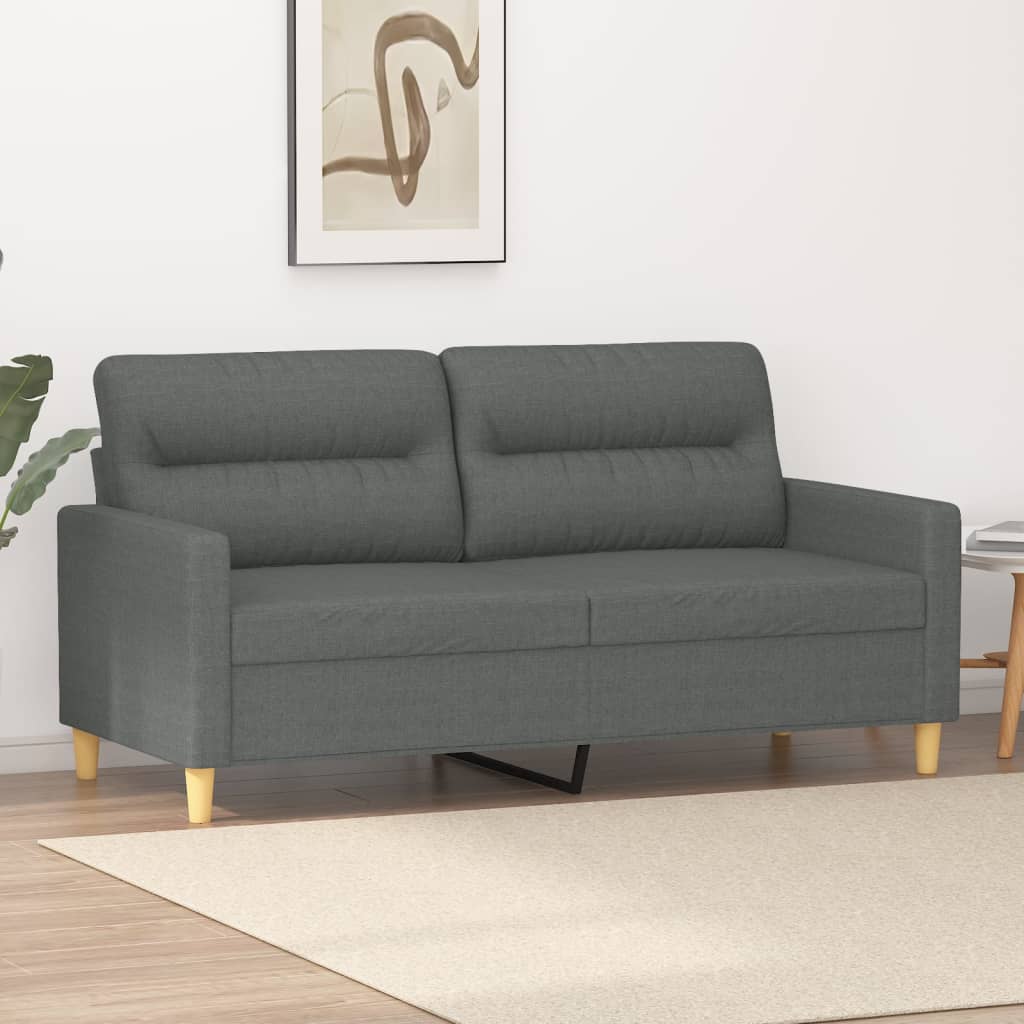 Soffa 2-sits mörkgrå 140 cm tyg